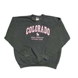 Colorado Rocky Mountain Crewneck Sweatshirt – Size Large – Pink Lettering
